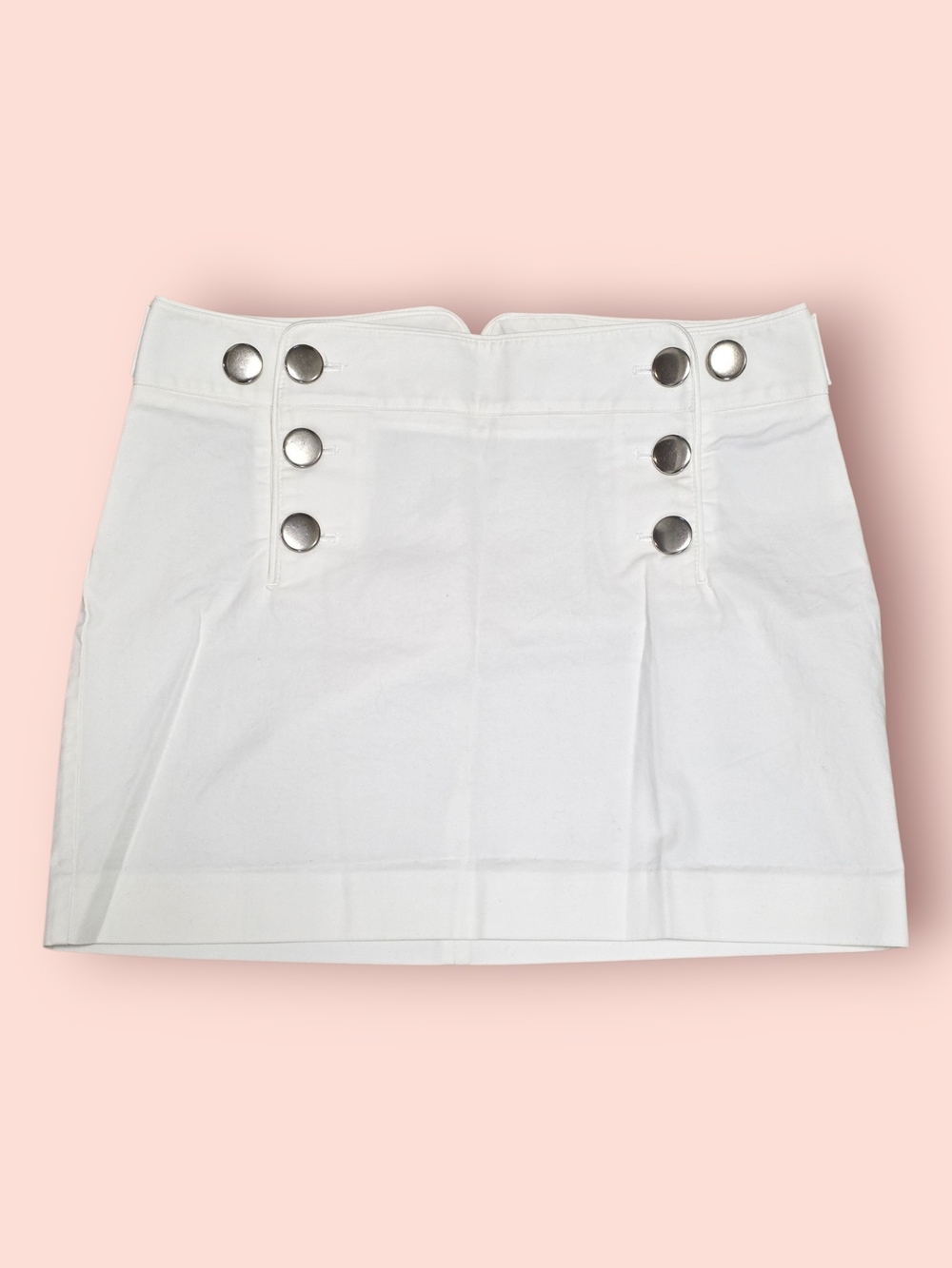 Vintage Y2K Express White Nautical Sailor Mini Skirt w Silver Buttons 6 McBling